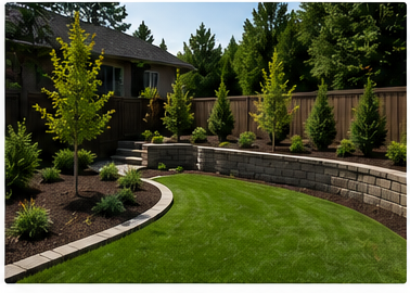 A finished residential landscaping project